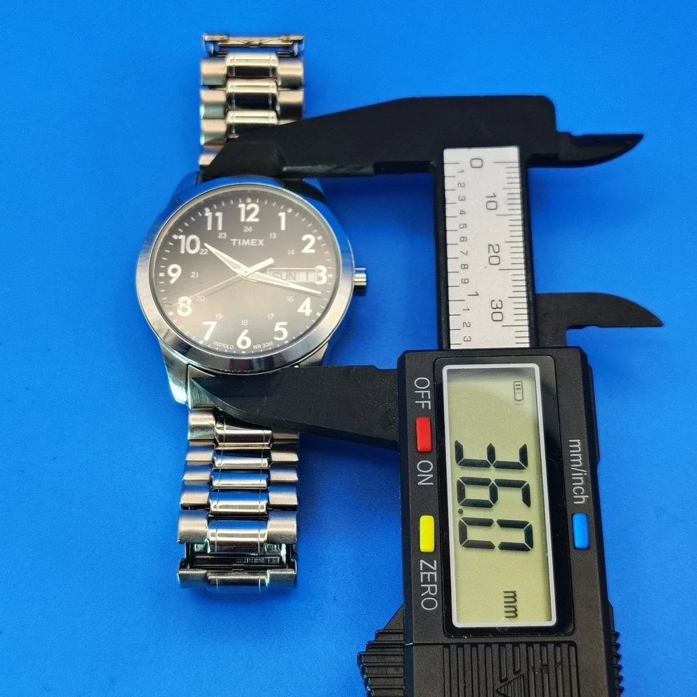 2018 Timex Mens Day-Date Black Dial Quartz Watch‎ Stainless Steel Fully Restored